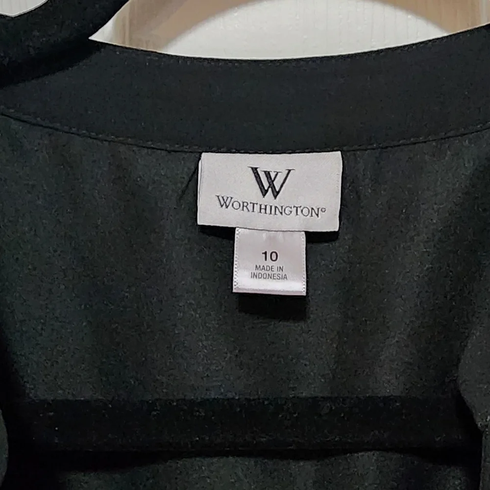 Worthington Black Midi Dress with White Ruffle Trim - Picture 3 of 3